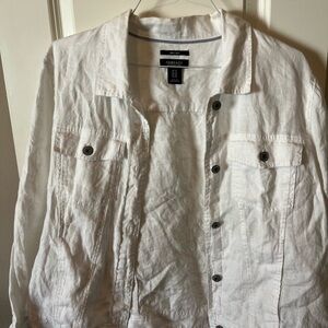 Plus size white linen jacket